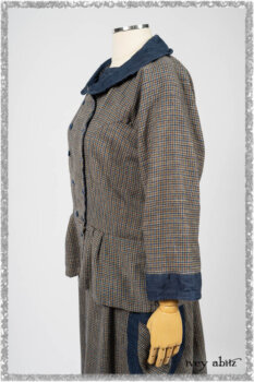 Sennen Jacket in Estuary Petite Check with Estuary Wondrous Washed Linen details; Sennen Frock in Estuary Petite Check with Estuary Wondrous Washed Linen details. Ivey Abitz bespoke clothing.