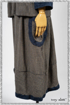 Sennen Jacket in Estuary Petite Check with Estuary Wondrous Washed Linen details; Sennen Frock in Estuary Petite Check with Estuary Wondrous Washed Linen details. Ivey Abitz bespoke clothing.
