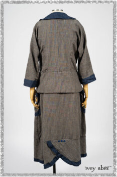 Sennen Jacket in Estuary Petite Check with Estuary Wondrous Washed Linen details; Sennen Frock in Estuary Petite Check with Estuary Wondrous Washed Linen details. Ivey Abitz bespoke clothing.