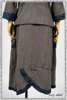Sennen Jacket in Estuary Petite Check with Estuary Wondrous Washed Linen details; Sennen Frock in Estuary Petite Check with Estuary Wondrous Washed Linen details. Ivey Abitz bespoke clothing.