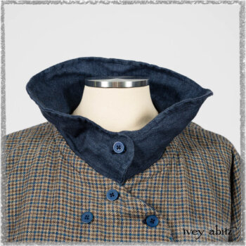 Sennen Jacket in Estuary Petite Check with Estuary Wondrous Washed Linen details; Sennen Frock in Estuary Petite Check with Estuary Wondrous Washed Linen details. Ivey Abitz bespoke clothing.