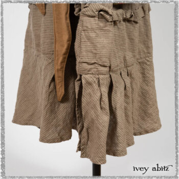Saint Ans Jacket in Chestnut Tree Melange Knit; River Frock in Woodlawn Vine Embroidered Washed Silk; Hudson Frock in Earthen Washed Stripe Linen. Ivey Abitz bespoke clothing.