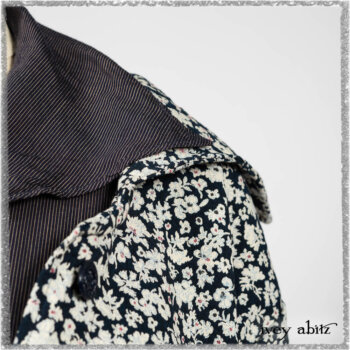 Viv Coat Dress in National Seashore Floral Jacquard; Viv Coat Dress in National Seashore Pinstripe Voile; Pierrepont Breeches-Leggings in National Seashore Washed Ribbed Knit. Ivey Abitz bespoke clothing.