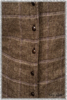 Porte Cochere Frock in Earthen and Plum Stretch Plaid; Fairholme Shirt in Plum Tree Washed Linen; Blanchefleur Sash in Ethereal Floral Cotton Voile. Ivey Abitz bespoke clothing.