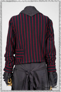 Limited Edition Gilbert Cardigan in National Seashore and Red Stripe Knit; Viv Coat Dress in National Seashore Pinstripe Voile; Pierrepont Breeches-Leggings in National Seashore Washed Ribbed Knit. Ivey Abitz bespoke clothing.