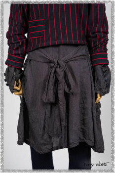 Limited Edition Gilbert Cardigan in National Seashore and Red Stripe Knit; Viv Coat Dress in National Seashore Pinstripe Voile; Pierrepont Breeches-Leggings in National Seashore Washed Ribbed Knit. Ivey Abitz bespoke clothing.