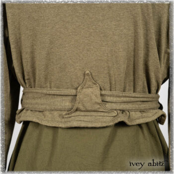Saint Ans Jacket in Woodlawn Melange Knit; Saint Ans Frock in Seagrass Crushed Cotton with handsculpted and sculptural details in rare weaves. Ivey Abitz bespoke clothing.