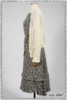 Elliot Jacket in Ethereal Cream Floral Knit; Harrison Frock in Estuary Floral Jacquard. Ivey Abitz bespoke clothing.