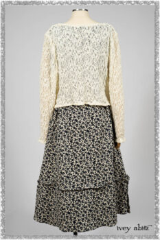 Elliot Jacket in Ethereal Cream Floral Knit; Harrison Frock in Estuary Floral Jacquard. Ivey Abitz bespoke clothing.