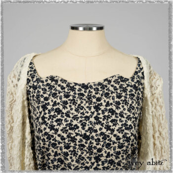 Elliot Jacket in Ethereal Cream Floral Knit; Harrison Frock in Estuary Floral Jacquard. Ivey Abitz bespoke clothing.