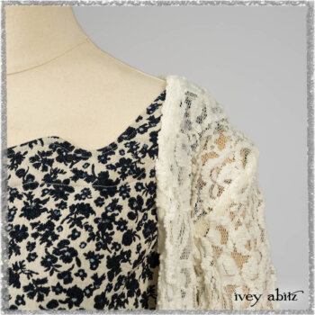 Elliot Jacket in Ethereal Cream Floral Knit; Harrison Frock in Estuary Floral Jacquard. Ivey Abitz bespoke clothing.