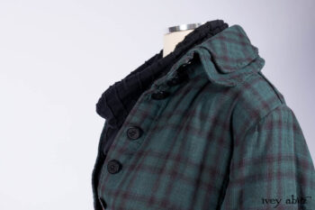 Inglenook Duster Coat in Riverside Black Watch Double Layered Weave; Nook Frock in Riverside Floral Silk Chiffon; Inglenook Frock in Riverside Plaid Cotton; Lydia Neck Wrap and Lydia Arm Wraps in Signature Black Washed Knit.
