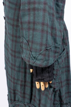 Inglenook Duster Coat in Riverside Black Watch Double Layered Weave; Nook Frock in Riverside Floral Silk Chiffon; Inglenook Frock in Riverside Plaid Cotton; Lydia Neck Wrap and Lydia Arm Wraps in Signature Black Washed Knit.