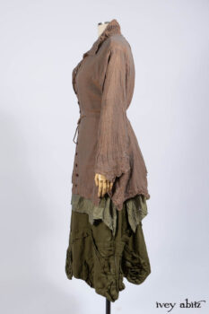 Ellis Shirt in Rooftop Sunset Washed Voile; Bedloe Frock in Central Park Reservoir Washed Voile; Bartholdi Frock in Central Park Washed Linen.