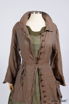 Ellis Shirt in Rooftop Sunset Washed Voile; Bedloe Frock in Central Park Reservoir Washed Voile; Bartholdi Frock in Central Park Washed Linen.