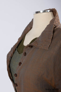 Ellis Shirt in Rooftop Sunset Washed Voile; Bedloe Frock in Central Park Reservoir Washed Voile; Bartholdi Frock in Central Park Washed Linen.