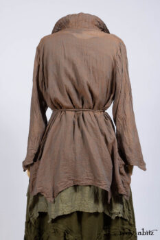 Ellis Shirt in Rooftop Sunset Washed Voile; Bedloe Frock in Central Park Reservoir Washed Voile; Bartholdi Frock in Central Park Washed Linen.