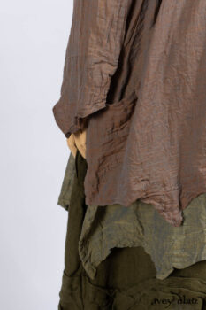 Ellis Shirt in Rooftop Sunset Washed Voile; Bedloe Frock in Central Park Reservoir Washed Voile; Bartholdi Frock in Central Park Washed Linen.