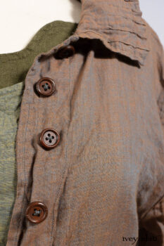 Ellis Shirt in Rooftop Sunset Washed Voile; Bedloe Frock in Central Park Reservoir Washed Voile; Bartholdi Frock in Central Park Washed Linen.