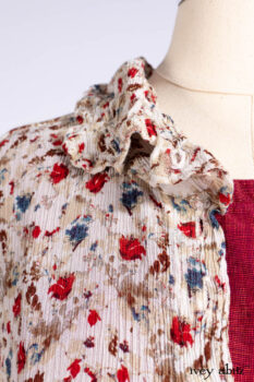 Scattergood Shirt Jacket in Brooklyn Floral Crinkled Silk Chiffon; Scattergood Frock in Apple Washed Linen; Cilla Slip Frock in Signature Black Ribbed Knit.