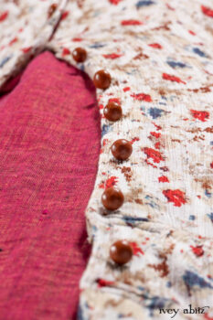 Scattergood Shirt Jacket in Brooklyn Floral Crinkled Silk Chiffon; Scattergood Frock in Apple Washed Linen; Cilla Slip Frock in Signature Black Ribbed Knit.