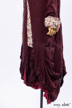 Scattergood Duster Coat in Apple Washed Crinkled Weave; Scattergood Shirt Jacket in Brooklyn Floral Silk Chiffon; Scattergood Frock in Apple Washed Crinkled Weave, high water length; Scattergood Frock in Apple Washed Linen, low water length.