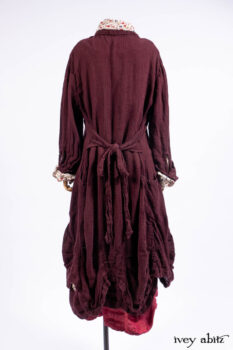 Scattergood Duster Coat in Apple Washed Crinkled Weave; Scattergood Shirt Jacket in Brooklyn Floral Silk Chiffon; Scattergood Frock in Apple Washed Crinkled Weave, high water length; Scattergood Frock in Apple Washed Linen, low water length.