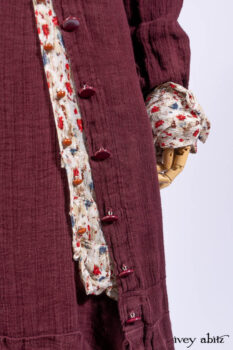 Scattergood Duster Coat in Apple Washed Crinkled Weave; Scattergood Shirt Jacket in Brooklyn Floral Silk Chiffon; Scattergood Frock in Apple Washed Crinkled Weave, high water length; Scattergood Frock in Apple Washed Linen, low water length.