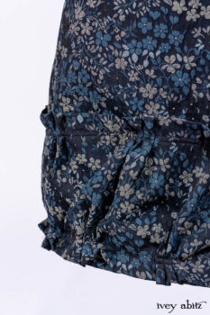 Gabled Shirt Jacket in Hudson Blue Silky Crinkled Weave; Gabled Frock in Hudson River Floral Jacquard; Cilla Slip Frock in Slate Washed Knit.