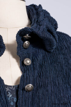 Gabled Shirt Jacket in Hudson Blue Silky Crinkled Weave; Gabled Frock in Hudson River Floral Jacquard; Cilla Slip Frock in Slate Washed Knit.