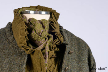 Mathilda Jacket in Central Park Herringbone; Mathilda Coat Dress in Central Park Puckered Weave; Holkham Hall Necktie in Central Park Embroidered Silk; Cape Frock in Central Park Washed Linen.