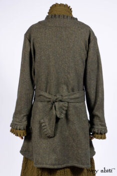 Mathilda Jacket in Central Park Herringbone; Mathilda Coat Dress in Central Park Puckered Weave; Holkham Hall Necktie in Central Park Embroidered Silk; Cape Frock in Central Park Washed Linen.