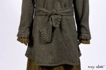 Mathilda Jacket in Central Park Herringbone; Mathilda Coat Dress in Central Park Puckered Weave; Holkham Hall Necktie in Central Park Embroidered Silk; Cape Frock in Central Park Washed Linen.