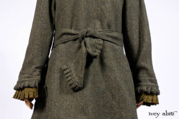 Mathilda Jacket in Central Park Herringbone; Mathilda Coat Dress in Central Park Puckered Weave; Holkham Hall Necktie in Central Park Embroidered Silk; Cape Frock in Central Park Washed Linen.