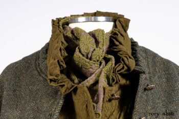 Mathilda Jacket in Central Park Herringbone; Mathilda Coat Dress in Central Park Puckered Weave; Holkham Hall Necktie in Central Park Embroidered Silk; Cape Frock in Central Park Washed Linen.