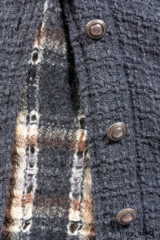 Chittister Duster Coat in Slate Embroidered Windowpane Weave; Chittister Frock in Slate and Brownstone Plaid Wool; Chittister Frock in Slate Plaid Twill; Cilla Slip Frock in Slate Washed Knit.