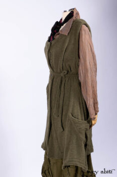 Ellis Shirt in Rooftop Sunset Washed Voile; Clotaire Sash in Riverside Floral Silk Chiffon; Ellis Frock in Central Park Loop Knit; Bartholdi Frock in Central Park Washed Linen.