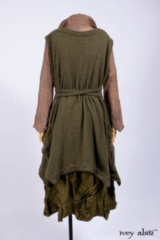 Ellis Shirt in Rooftop Sunset Washed Voile; Clotaire Sash in Riverside Floral Silk Chiffon; Ellis Frock in Central Park Loop Knit; Bartholdi Frock in Central Park Washed Linen.