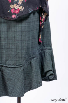 Nook Jacket in Mansard Roof Stripe Boucl&eacute; Knit; Nook Frock in Riverside Floral Silk Chiffon; Clotaire Sash in Riverside Floral Silk Chiffon; Inglenook Frock in Riverside Plaid Cotton.