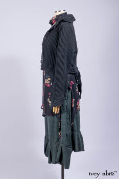 Nook Jacket in Mansard Roof Stripe Boucl&eacute; Knit; Nook Frock in Riverside Floral Silk Chiffon; Clotaire Sash in Riverside Floral Silk Chiffon; Inglenook Frock in Riverside Plaid Cotton.