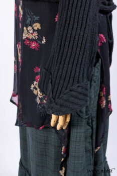Nook Jacket in Mansard Roof Stripe Boucl&eacute; Knit; Nook Frock in Riverside Floral Silk Chiffon; Clotaire Sash in Riverside Floral Silk Chiffon; Inglenook Frock in Riverside Plaid Cotton.