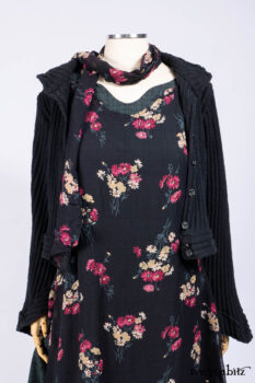 Nook Jacket in Mansard Roof Stripe Boucl&eacute; Knit; Nook Frock in Riverside Floral Silk Chiffon; Clotaire Sash in Riverside Floral Silk Chiffon; Inglenook Frock in Riverside Plaid Cotton.
