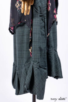 Nook Jacket in Mansard Roof Stripe Boucl&eacute; Knit; Nook Frock in Riverside Floral Silk Chiffon; Clotaire Sash in Riverside Floral Silk Chiffon; Inglenook Frock in Riverside Plaid Cotton.
