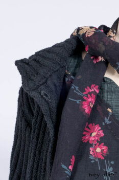Nook Jacket in Mansard Roof Stripe Boucl&eacute; Knit; Nook Frock in Riverside Floral Silk Chiffon; Clotaire Sash in Riverside Floral Silk Chiffon; Inglenook Frock in Riverside Plaid Cotton.
