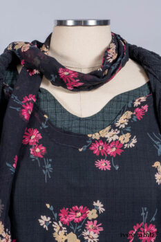 Nook Jacket in Mansard Roof Stripe Boucl&eacute; Knit; Nook Frock in Riverside Floral Silk Chiffon; Clotaire Sash in Riverside Floral Silk Chiffon; Inglenook Frock in Riverside Plaid Cotton.
