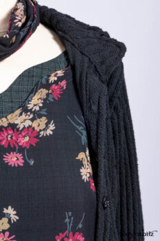 Nook Jacket in Mansard Roof Stripe Boucl&eacute; Knit; Nook Frock in Riverside Floral Silk Chiffon; Clotaire Sash in Riverside Floral Silk Chiffon; Inglenook Frock in Riverside Plaid Cotton.