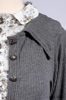 Chittister Shirt Jacket in Slate Ribbed Knit; Truitt Shirt in Slate Floral Knit; Fairholme Frock in Slate Plaid Twill; Cilla Slip Frock in Slate Washed Knit, high water length.