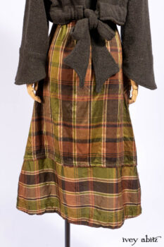 Eugenia Jacket in Central Park Boucl&eacute;, Harrison Frock Central Park Brownstone Plaid Silk; Cilla Slip Frock in Signature Black Ribbed Knit.