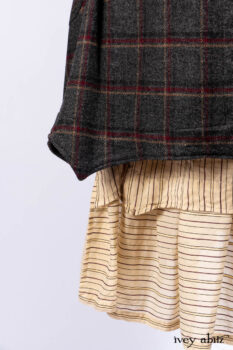 Ellis Frock in Brooklyn Slate Windowpane Wool; Ellis Sash in Uptown Washed Stripe Voile; Ellis Shirt in Apple Washed Crinkled Weave; Libert&eacute; Frock in Uptown Washed Stripe Voile.