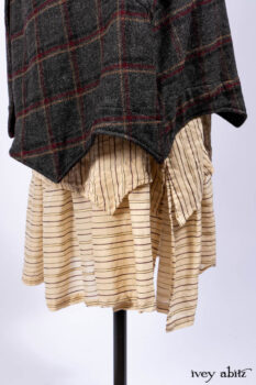 Ellis Frock in Brooklyn Slate Windowpane Wool; Ellis Sash in Uptown Washed Stripe Voile; Ellis Shirt in Apple Washed Crinkled Weave; Libert&eacute; Frock in Uptown Washed Stripe Voile.